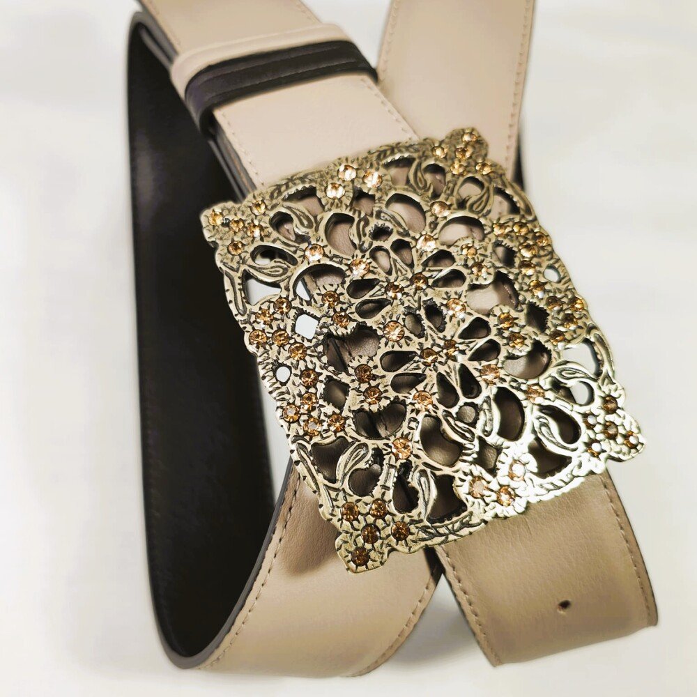 Ceinture reversible femme Taupe / Brun foncé